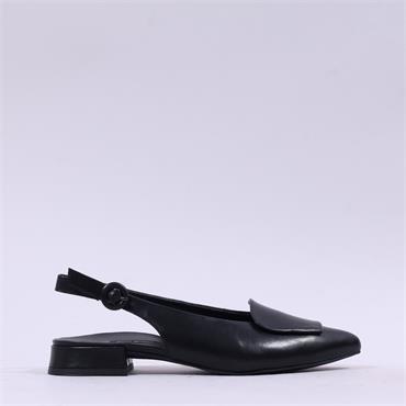 Paul Green Slingback Square Detail Pump - Black Leather
